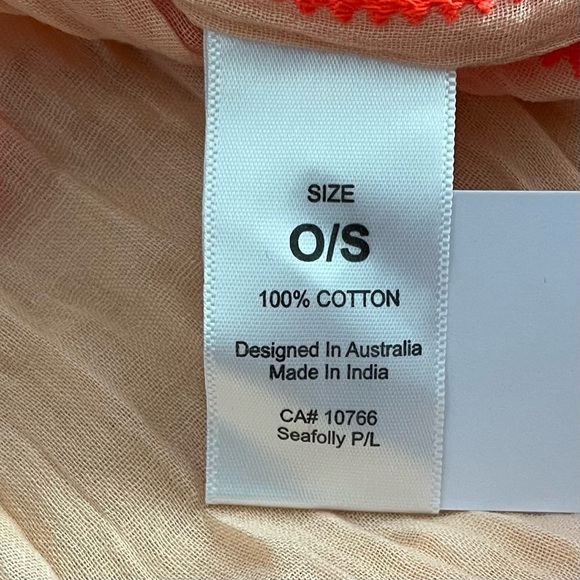 NEW Seafolly Tasseled embroidered kaftan Coverup OSFM Peach - Picture 6 of 8